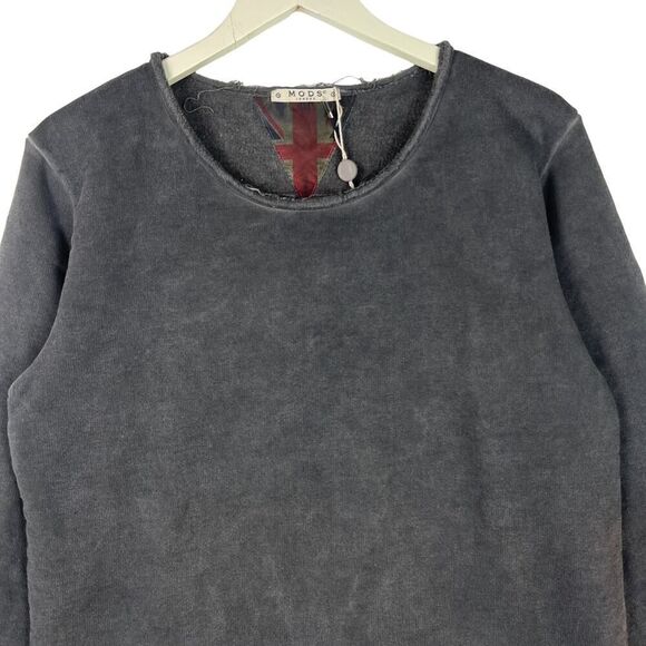 New Mods London Men US L Large 100% Cotton Sweatshirt Long Sleeve Gray Sweater - Picture 5 of 11